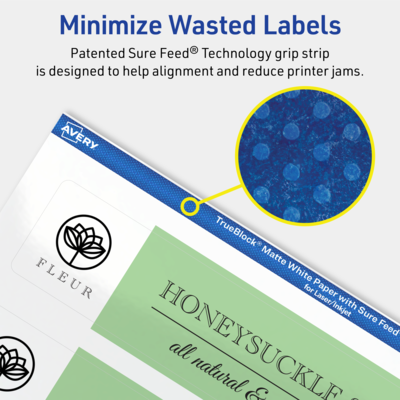 Avery TrueBlock Laser/Inkjet Rectangle Multipurpose Labels, 1.5" x 7.5", White, 50/Pack (94231)