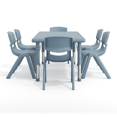Flash Furniture Emmy Rectangular Activity Table Set, 48" x 24", Height Adjustable, Dusty Blue (YCX13RECTTBDTBE)