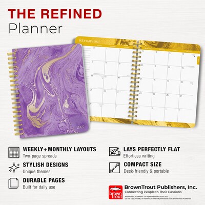 2027 BrownTrout Crackled Blush 6.5" x 7.8" Calendar Year Weekly Standard Planner, Purple (9798330709328)
