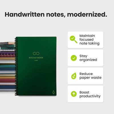Rocketbook Core Smart Notebook, 6" x 8.8", Green (CREXDT-ENAM-GRN-01)