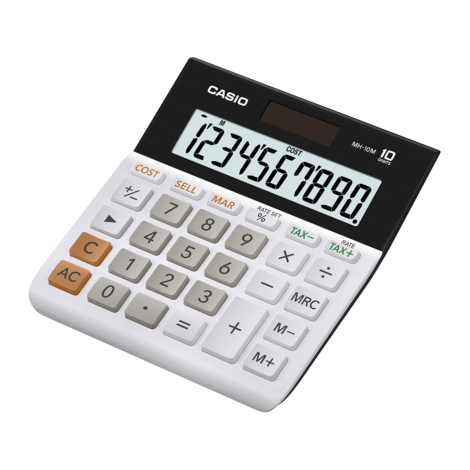 CASIO MH-10M 10-Digit Battery & Solar Portable Desktop Calculator, White, 10/Pack (MH-10M)
