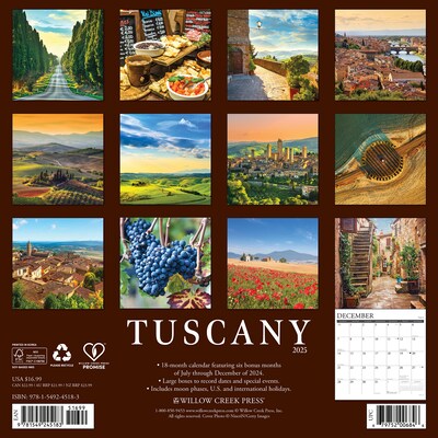 2025 Willow Creek Tuscany 12 x 12 Monthly Wall Calendar (45183)