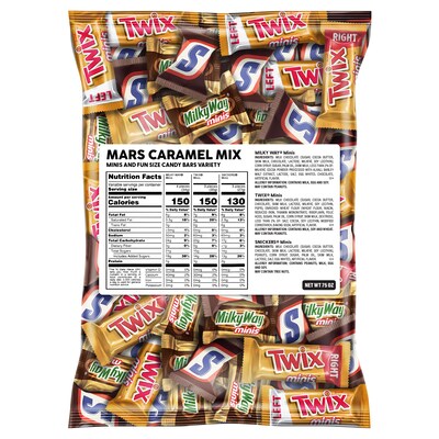 Mars Caramel Mix Miniatures Milk Chocolate Candy Bars, 75 oz. (220-02731)