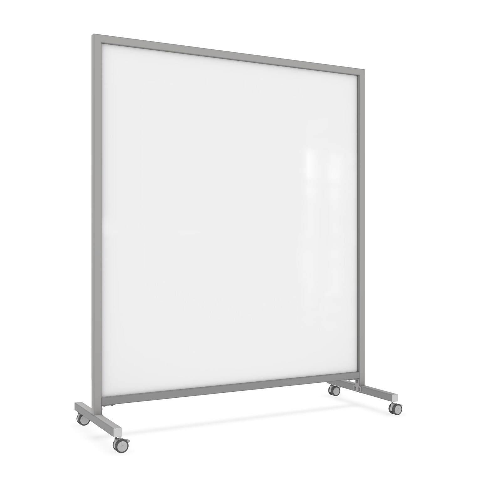 Ghent EZ Magnetic Glass Mobile Dry-Erase Whiteboard, Aluminum Frame, 75H x 62W, White (EZ1MA7562WH)