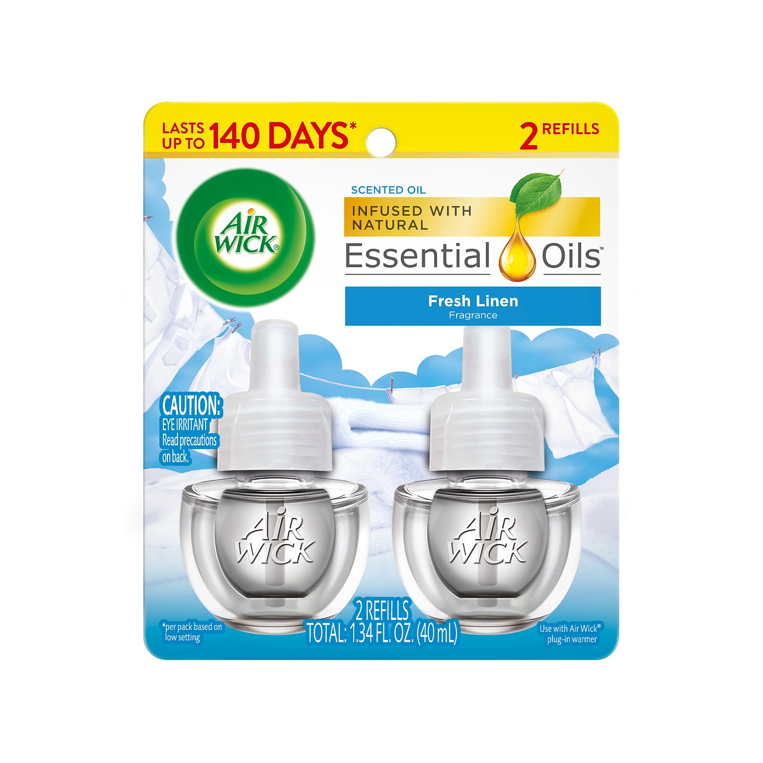 Air Wick Essential Oils Warmer Refill, Fresh Linen Scent, 0.67 oz., 2/Pack (6233882291)