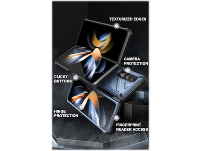 SUPCASE Unicorn Beetle Metallic Blue Kickstand Case for Samsung Galaxy Z Fold4 (SUP-Galaxy2022-ZFold4-5G-Unicorn-SP-Tilt)