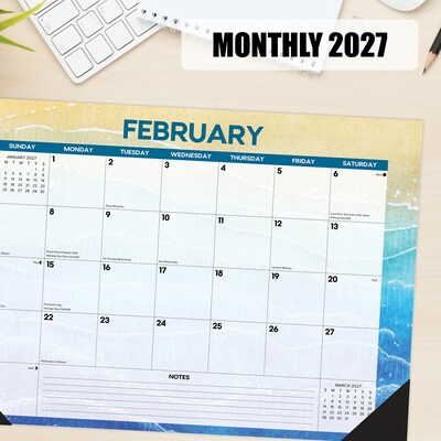 2027 Willow Creek Beaches 17" x 12" Monthly Desk Pad Calendar, Assorted Colors (66447)