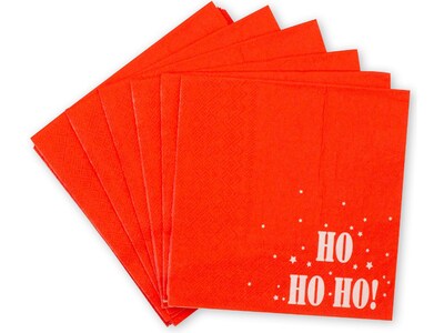 Pukka Party Ho Ho Ho! Christmas Paper Napkins, Red, 16/Pack (PTY555)