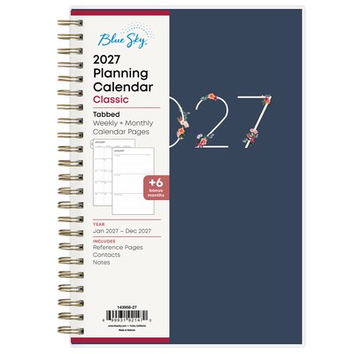 2027 Blue Sky Ashlyn 5 x 8 Calendar Year Weekly & Monthly Standard Planner, Plastic Cover, Navy (143958-27)