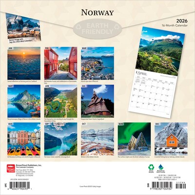 2026 BrownTrout Norway 12 x 12 Monthly Wall Calendar (9798330704934)