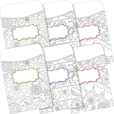 Barker Creek Color Me! In My Garden Peel & Stick Library Pockets, Multi-Design Set, 60/Set (BC3846)