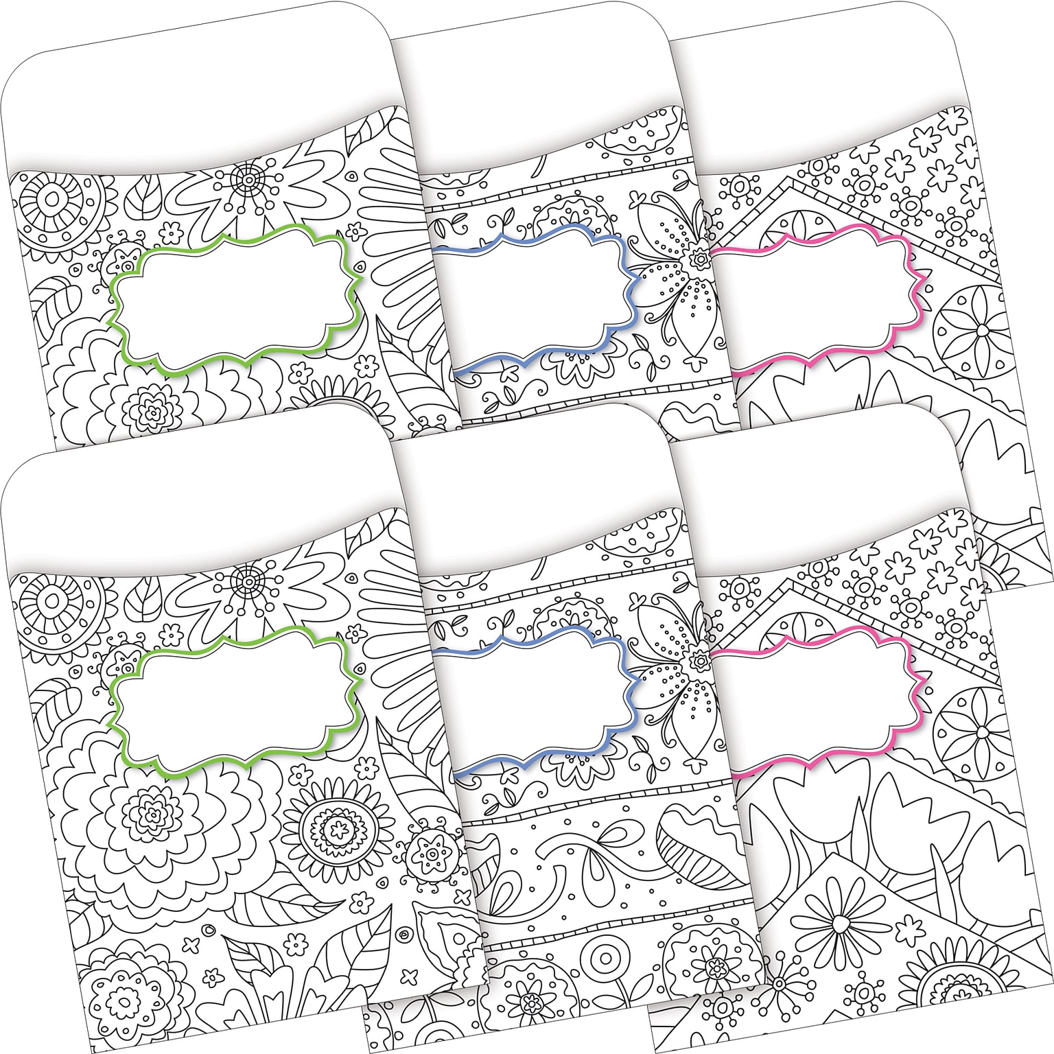 Barker Creek Color Me Library Pockets, 5.125 x 3.5, 60/Set (BC3846)
