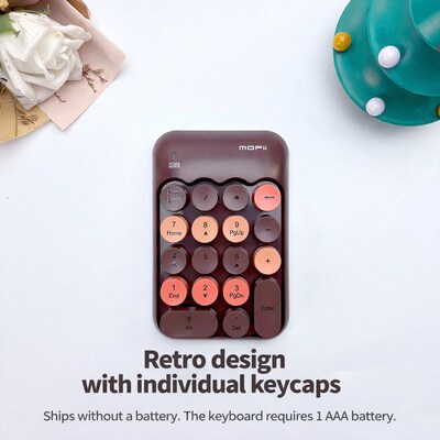 SaharaCase Retro Numeric Keypad Wireless Ergonomic Number Pad, Brown (KB43)