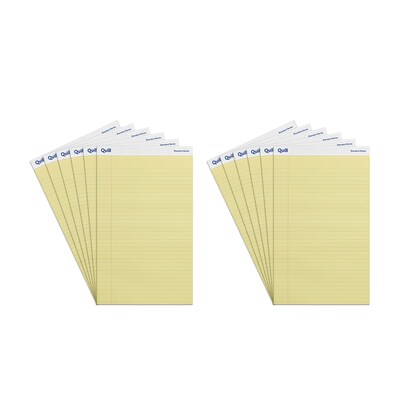 Quill Brand® Standard Series Legal Pad, 8-1/2" x 14", Wide Ruled, Canary Yellow, 50 Sheets/Pad, 12 Pads/Pack (740022L)