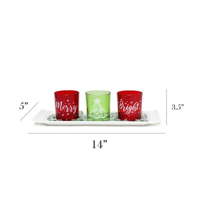 Elegant Designs Merry & Bright Christmas Candle, Red and Green, Set of 3 (HG5000-GAR)
