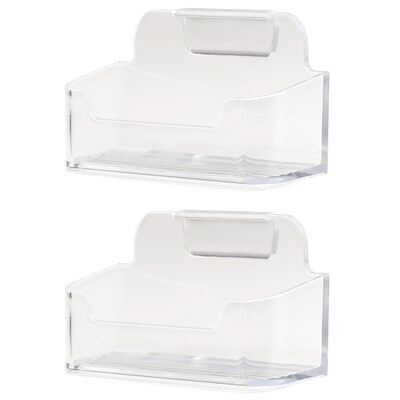Excello Global Products Horizontal Card Holder, 3" x 2", Horizontal, Table Top/Countertop, Clear Plastic, 2/Pack