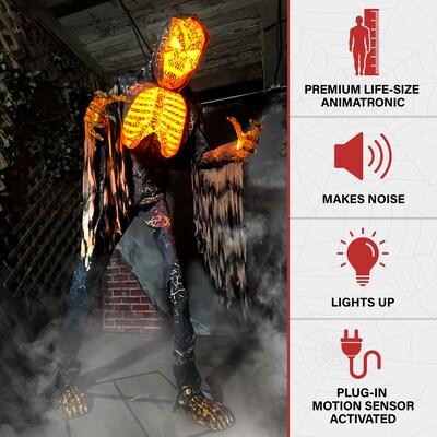 Haunted Hill Farm 7.5' Tall Motion-Activated Smoldering Ghoul (HHSMOLDRGHL-4FLSA)