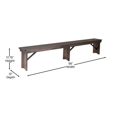 Flash Furniture HERCULES Solid Pine 3-Seat Folding Farm Bench, Mahogany (XAB96X12LMG)