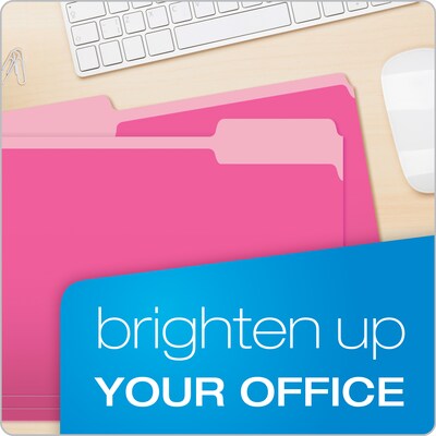Pendaflex Recycled File Folder, 1/3-Cut Tab, Letter Size, Pink, 100/Box (42101/3PIN)