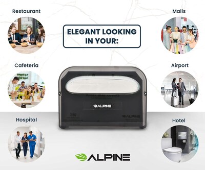 Alpine Industries Toilet Seat Cover Dispenser, Half-Fold, Black, 2/Pack (453-PKG)