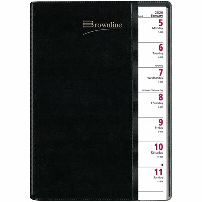 Brownline Pre-Vu Weekly Planner, Transparent Section, English, Black (CB920.BLK) (REDCB920BLK)