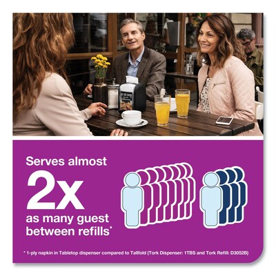 Tork Xpressnap Fit Recycled Lunch Napkin, 2-Ply, White, 120 Napkins/Pack, 36 Packs/Carton (DX800)