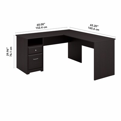 Bush Furniture Cabot 60"W L Shaped Computer Desk with Drawers, Espresso Oak (CAB044EPO)