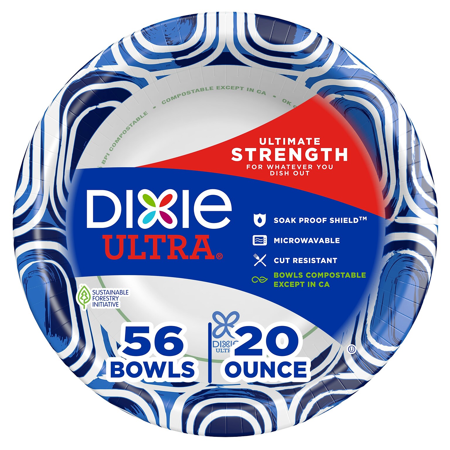 Dixie Ultra Paper Bowl, 20 oz., White, 56 Bowls/Pack (15810)