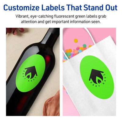 Avery Laser/Inkjet Multipurpose Oval Labels, 4" x 6", Neon Green, 80/Pack (94057)