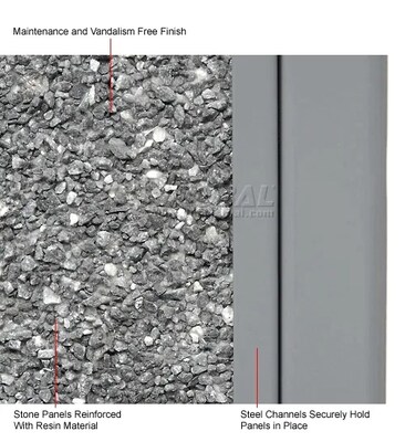 Global Industrial Stone Panel Trash Sand Urn, 12 Gallon Capacity, 13-1/2"W x 13-1/2"D x 32"H, Gray (239577GY)