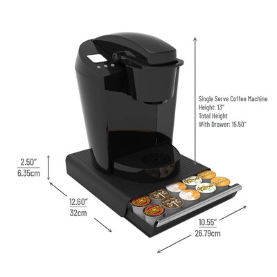 Mind Reader Plastic Coffee Pod Drawer Countertop Organizer, 30 Pod Capacity, Black (TRY30-BLK)