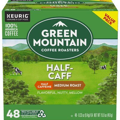 Green Mountain Coffee Roasters Half-Caff Coffee Keurig® K-Cup® Pods, Medium Roast, 48/Box (357446)