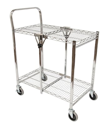 Luxor 2-Shelf Collapsible Wire Multi-Purpose Utility Cart, Chrome (WSCC-2)