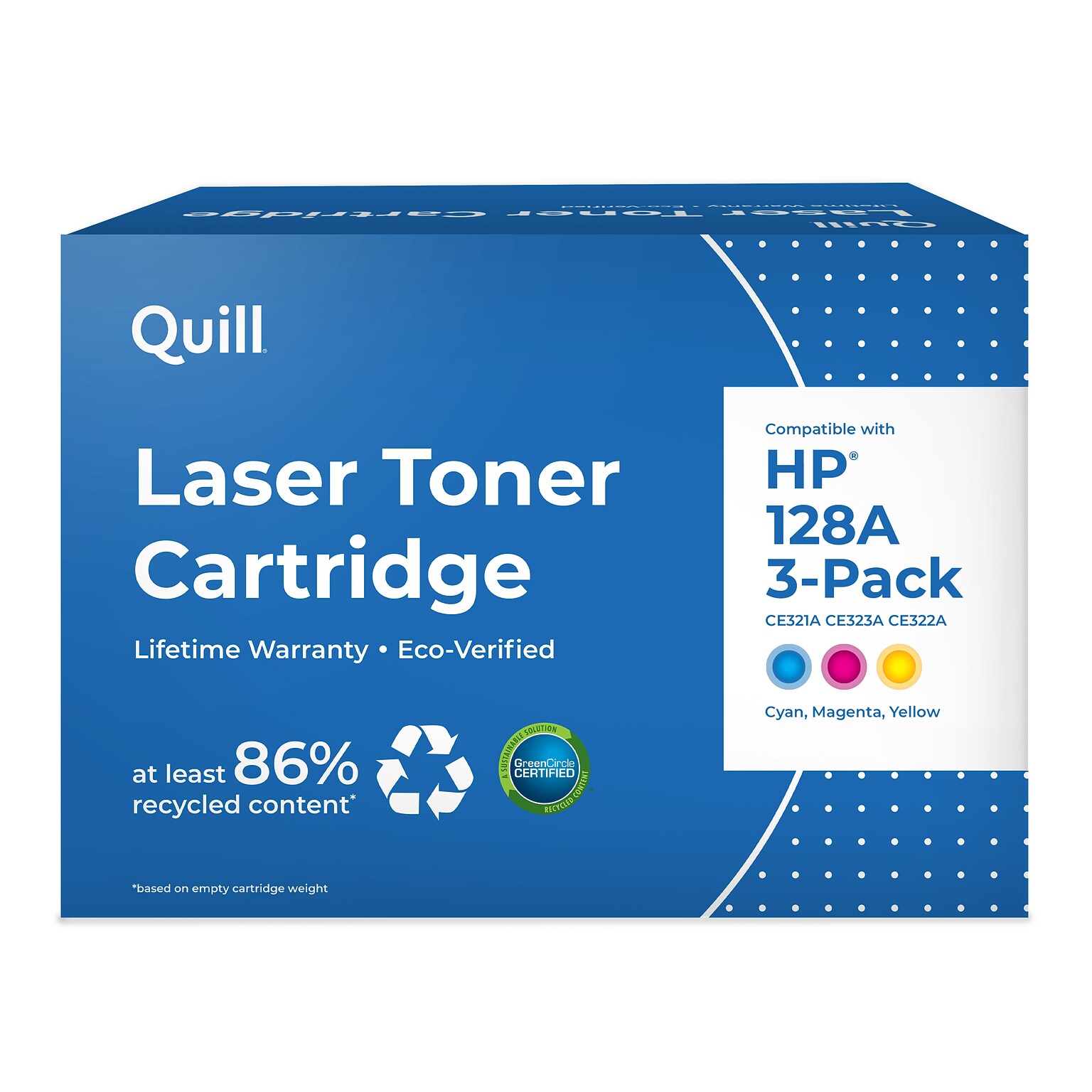 Quill Brand® Remanufactured Cyan/Magenta/Yellow Standard Yield Toner Cartridge Replacement for HP 128A (CF371AM), 3/Pack