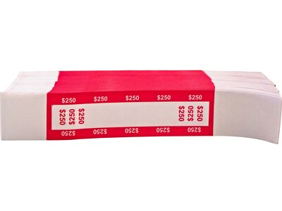 CONTROLTEK $250 Currency Strap, White/Pink, 1000/Pack (560018)