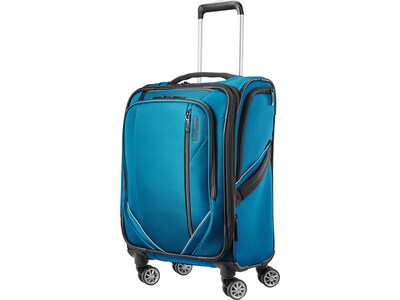 American Tourister Zoom Turbo Polyester 4-Wheel Spinner Luggage, Teal Blue (131400-1855)