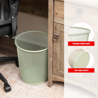 Staples Metal Mesh Trash Can, 4.4 Gallon, Sage Green, 3/Pack (ST63859)