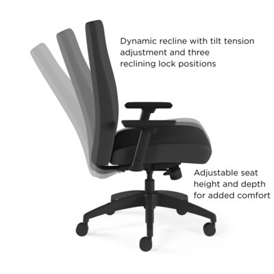 Union & Scale™ Workplace2.0™ Task Chair Upholstered 2D, Adjustable Arms, Iron Ore Fabric, Synchro Tilt (54144)