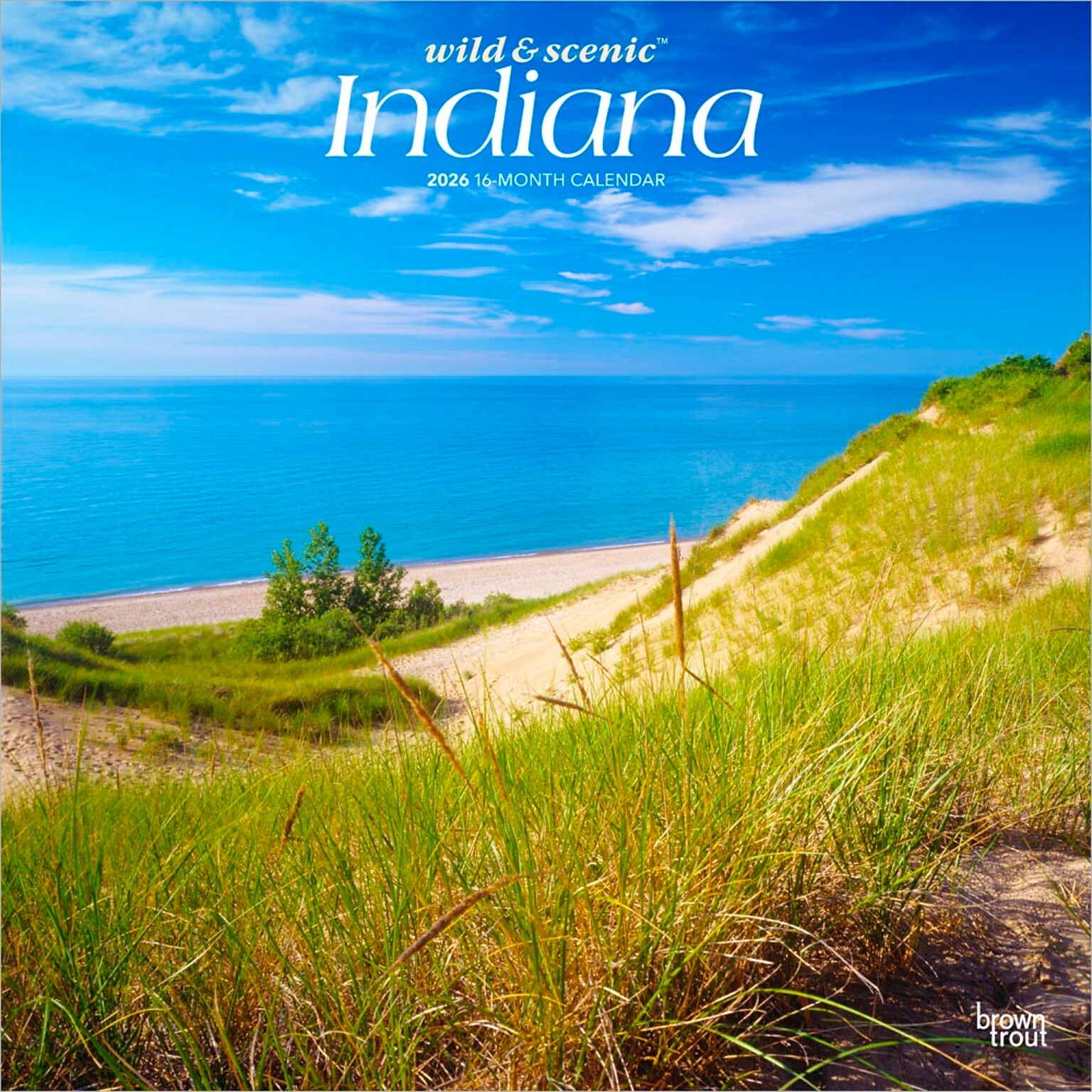 2026 BrownTrout Indiana Wild & Scenic 12 x 12 Monthly Wall Calendar (9798330703876)