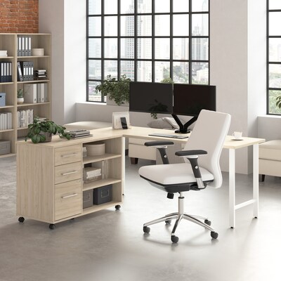 Bush Business Furniture Hustle 72W Computer Desk and Storage Cabinet with Drawers and Shelves, Natural Elm (HUS008NE)