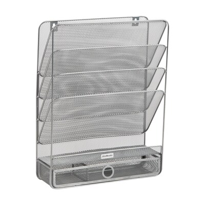 Mind Reader 7-Compartment Metal Desk Shelf, Silver (MAGROUND-SIL)