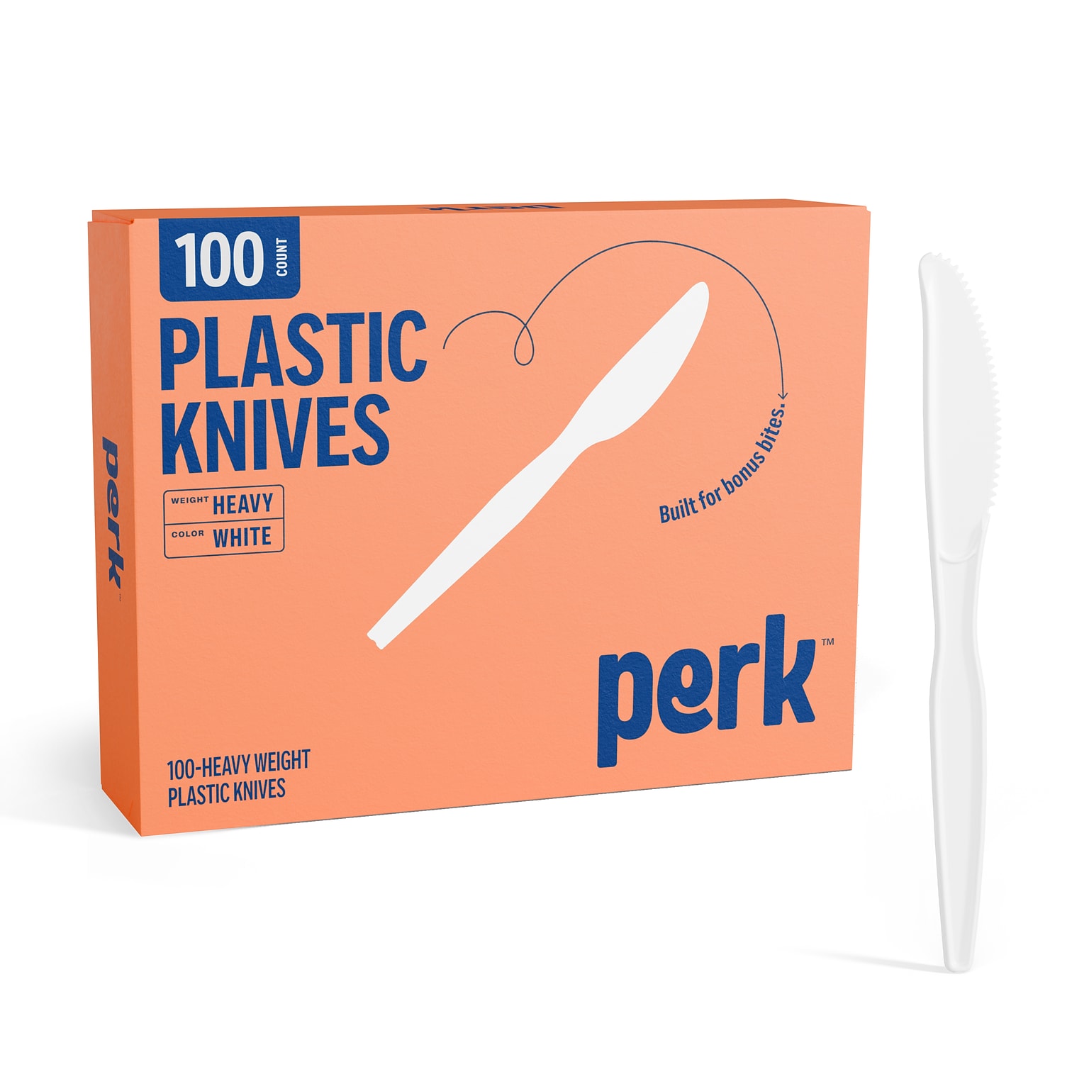 Perk™ Polystyrene Knife, Heavy-Weight, White, 100/Pack (PK56403)