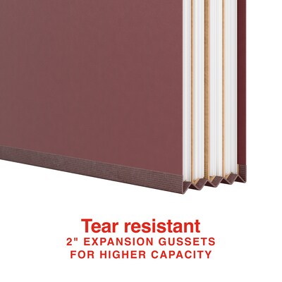 Staples Heavy Duty Pressboard Classification Folder, 3-Dividers, 3" Expansion, Letter Size, Brick Red, 10/Pack (ST62742)