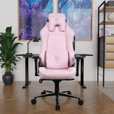 Arozzi Vernazza Supersoft Fabric Ergonomic Racing Gaming Chair, Pink (VERNAZZA-SPSF-PNK)