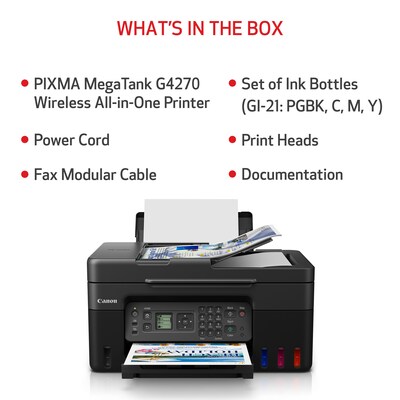 Canon MegaTank PIXMA G4270 Wireless Color All-in-One Inkjet Printer (5807C002)