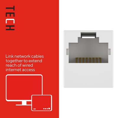 Staples TECH Ethernet Coupler, Female to Female, White (ST62437)