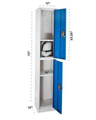 AdirOffice 72 2-Tier Key Lock Blue Steel Storage Locker (629-202-BLU)