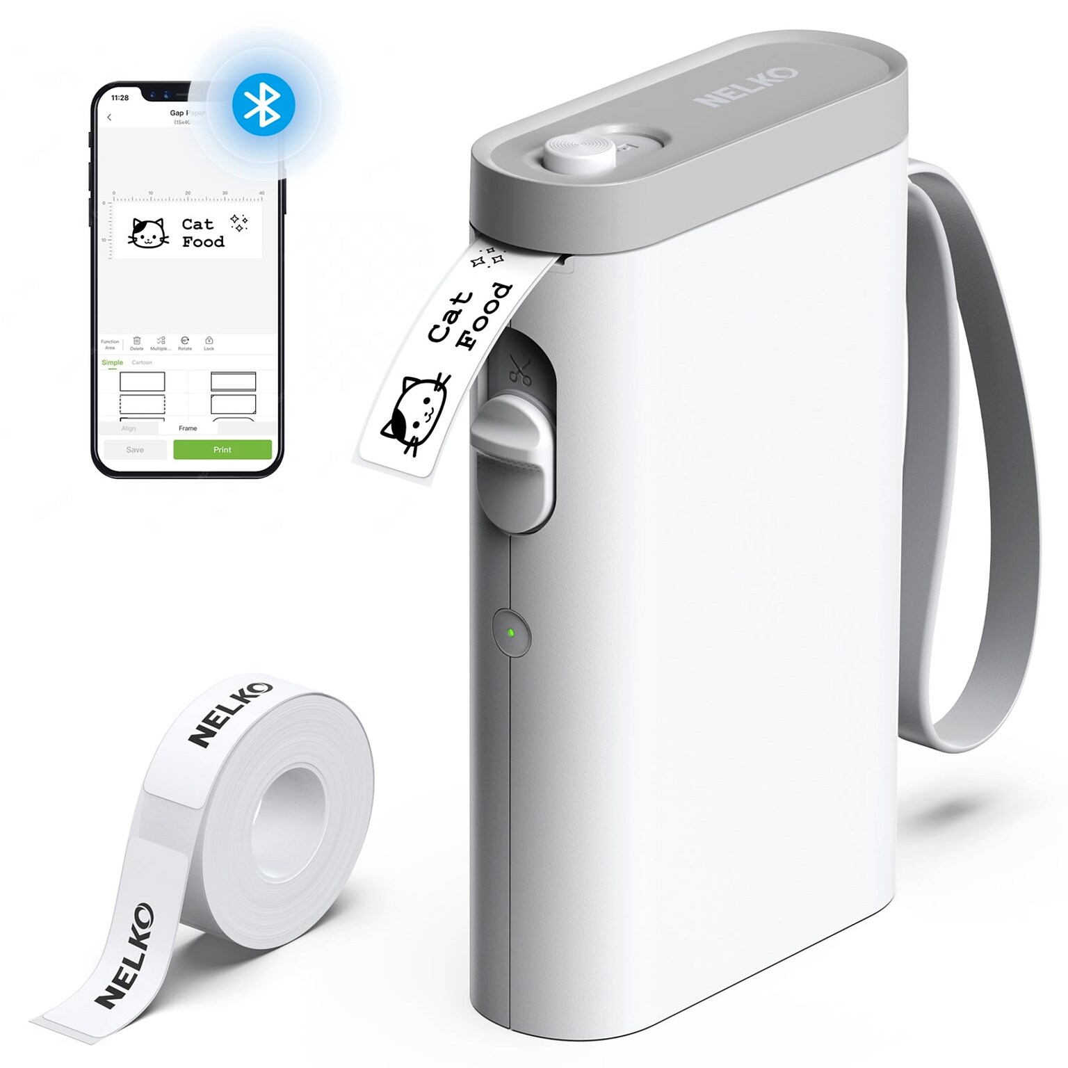 Nelko P21 Portable Bluetooth Thermal Label Printer, White (P21WH-1440WH-1R)
