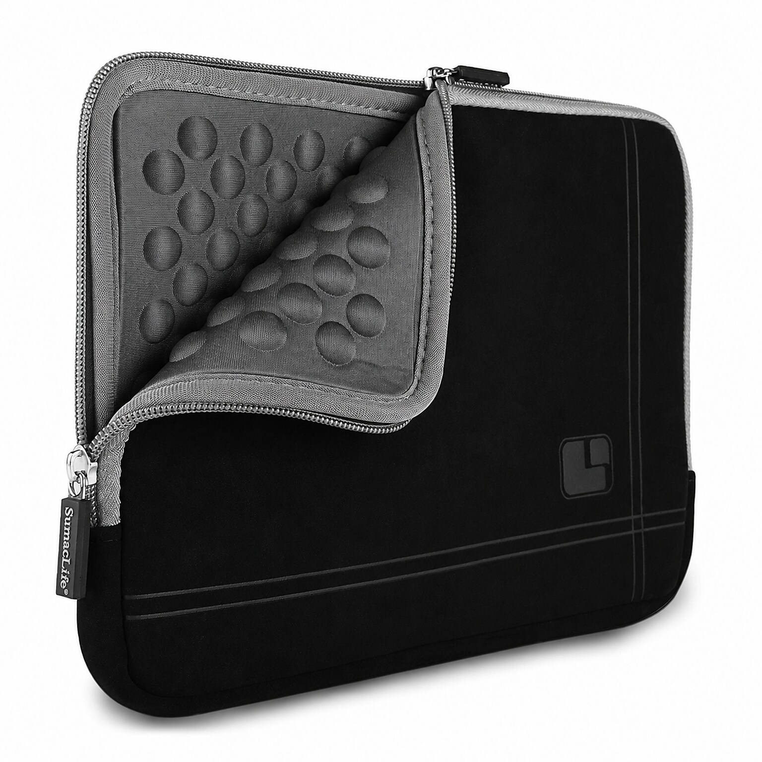 SumacLife 13 Microsuede Laptop Sleeve, Black/Gray (NbkLea679)