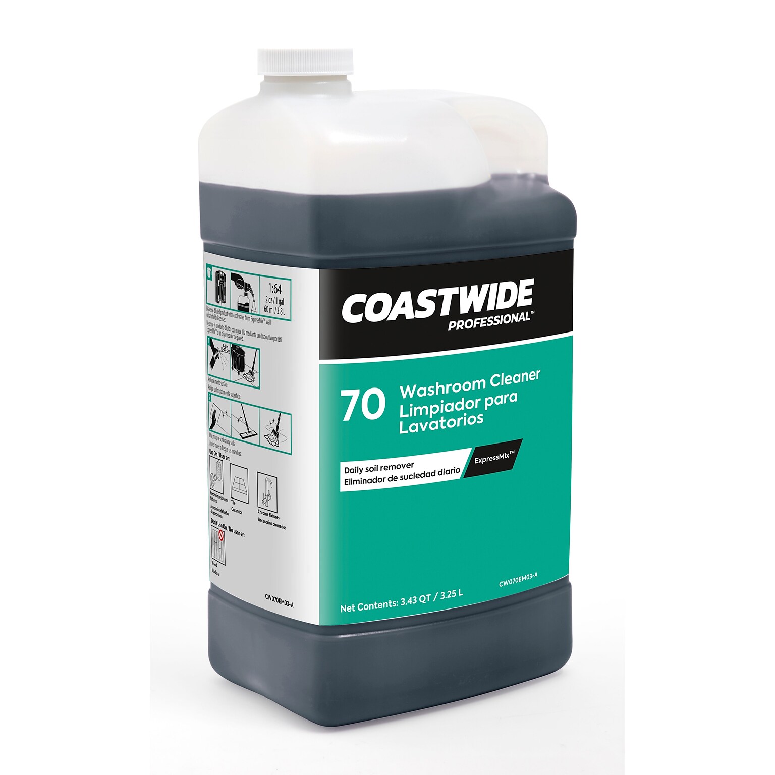 Coastwide Professional Washroom Cleaner 70 Concentrate for ExpressMix, 3.25L, 2/Carton (CW7003EM-A)